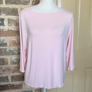 Lauren Ralph Lauren Pink Boatneck Top 3/4 Sleeve Plus Size Sz 1X